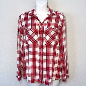 Women’s Express Plaid Flannel Shirt Button Down XS